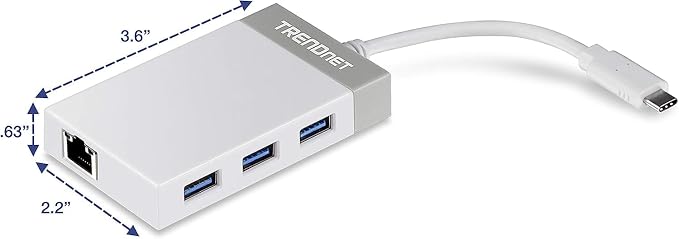 TRENDnet USB C to Ethernet Gigabit Adapter, Compact USB Type C Hub, 3 x USB 3.0 - Image 8