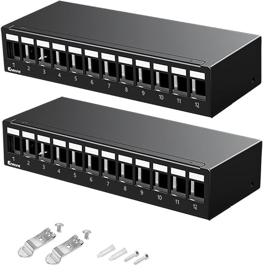 Patch Panel 12 Port Blank Keystone Patch Panel STP&UTP Compatible by Enmane