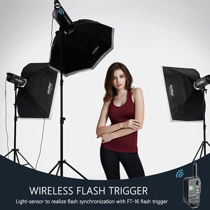 Godox 750W Professional Studio Strobe Flash Light Kit, 3-Light Godox Strobe - Image 2