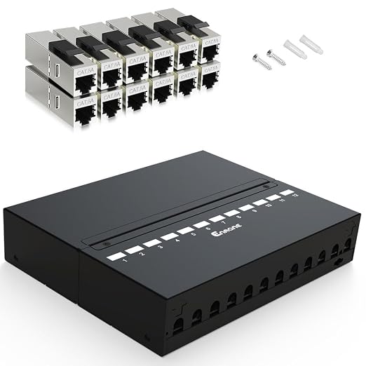 Patch Panel 12 Port Cat6a Keystone Patch Panel STP Shielded Network Patch Patch by Enmane