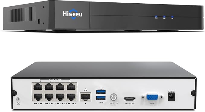 【16 channel Extendable】Hiseeu 8 Port 4K PoE Network Video Recorder NVR by Hiseeu