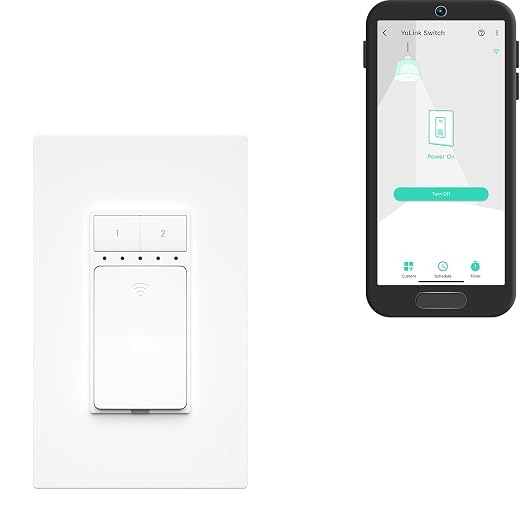 Wall Switch, YoLink 1/4 Mile Super Long Range Smart Light Switch Single Pole by YoLink