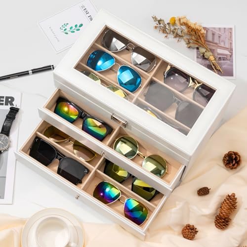 ProCase 3-Layer Sunglasses Storage Organizer -White - Image 4