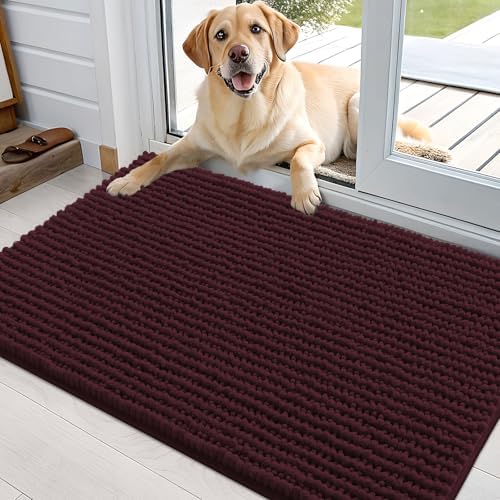 OLANLY Dog Door Mat for Muddy Paws 36x24, Extra Absorbent Chenille Mud Mat by OLANLY