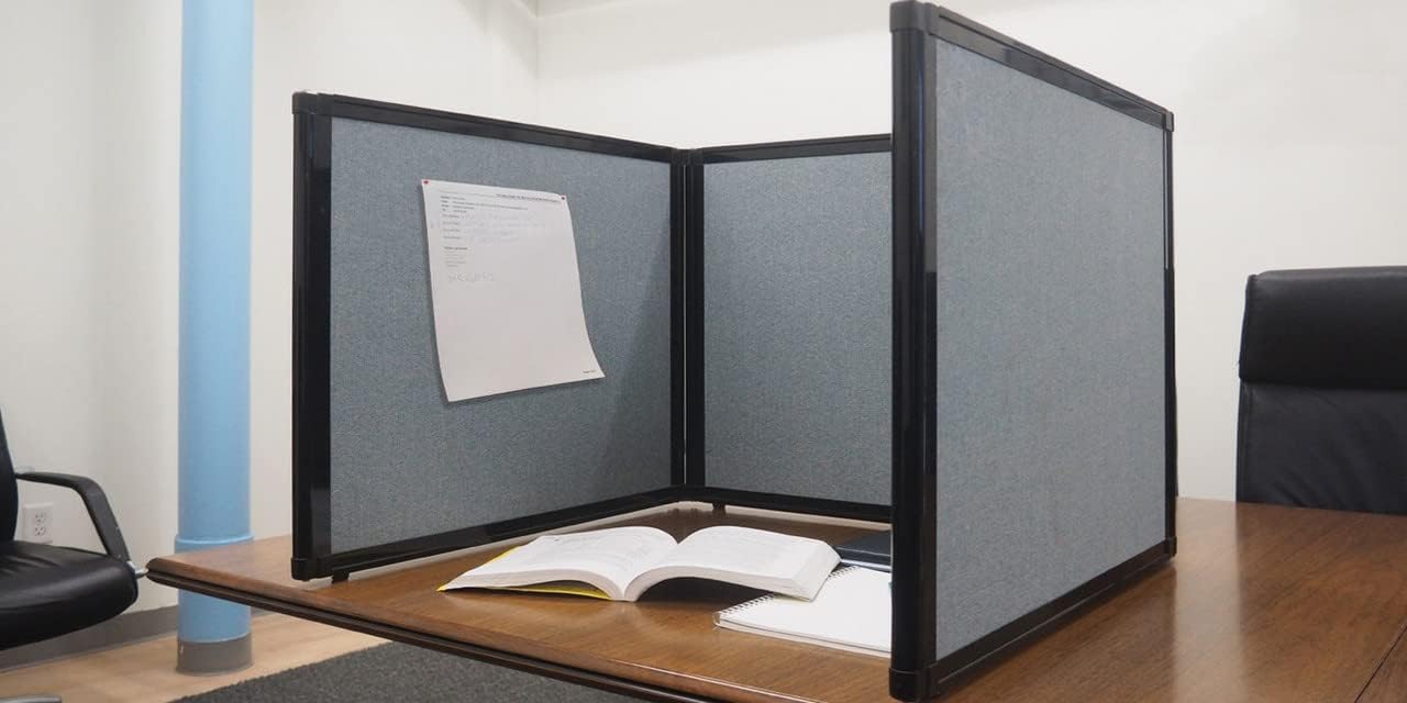 Versare Folding Tabletop Display | 3-Panel Partition | Lightweight Portable Workspace Divider | Latte 99" x 36"
