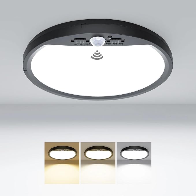 hepside Motion Sensor Ceiling Light Wired, 3000K/4000K/6500K LED Flush Mount by Hepside
