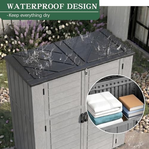 Outdoor Storage Shed Resin Waterproof Storage Cabinet - Image 5