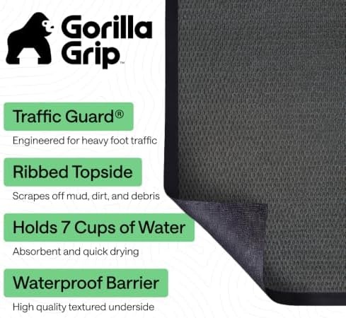 GORILLA GRIP Traffic Guard Indoor Outdoor Heavy Duty Door Mat, 70x24 Gray - Image 2