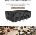 SheeChung Patio Furniture Cover Rectangular 110"L x 84"W x 28"H, Waterproof - Image 2