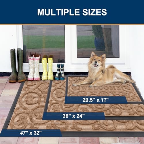 Smiry Front Door Mat Outside Entrance, Low Profile Rubber Doormat - Image 2