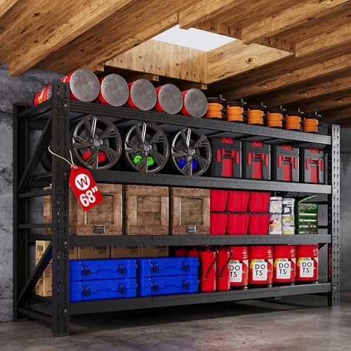 68” Wide Heavy Duty Metal Garage Shelving, Adjustable Storage Shelf by AFAIF