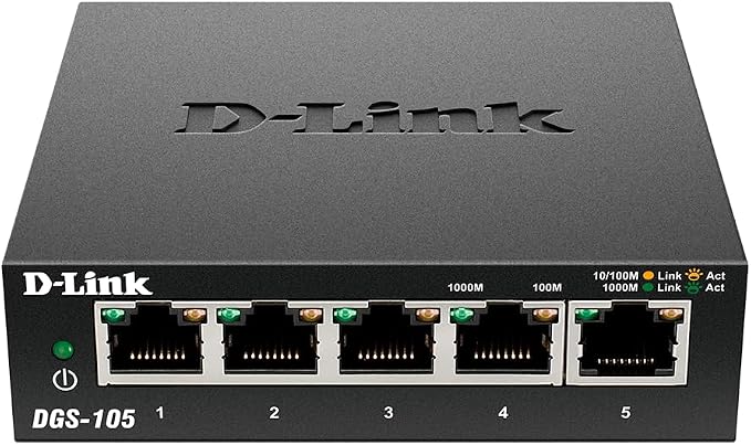 D-Link Ethernet Switch, 5 Port Gigabit Unmanaged Metal Desktop Plug and Play by Amazon+Renewed