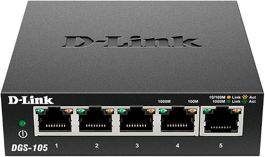 D-Link Ethernet Switch, 5 Port Gigabit Unmanaged Metal Desktop Plug and Play by Amazon+Renewed