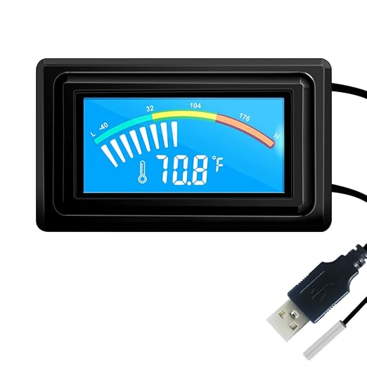 KETOTEK Digital Thermometer Temperature Gauge USB Power Supply by KETOTEK