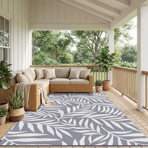 Smiry Outdoor Rug 9x12 ft Waterproof Reversible Leaf Mat - Image 6