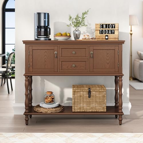 ARTPOWER Console Table with 2 Drawers, Retro Entryway Table with 2 Door - Image 4