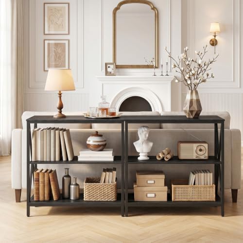 MAHANCRIS 31.5" Sofa Table, Industrial Console Table, 3-Tier Entryway Table - Image 5