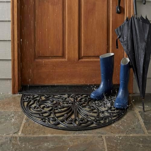 Kempf Rubber Scroll Doormat Half Moon Mat, Indoor Outdoor Entrance Mat - Image 7