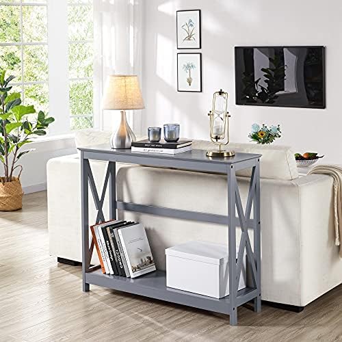 Yaheetech Narrow Entryway Console Table, 2-Tier X-Frame Storage Shelf - Image 4