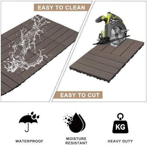 9 Pack Composite Interlocking Deck Tiles, Straight Grain Deck Tiles - Image 4