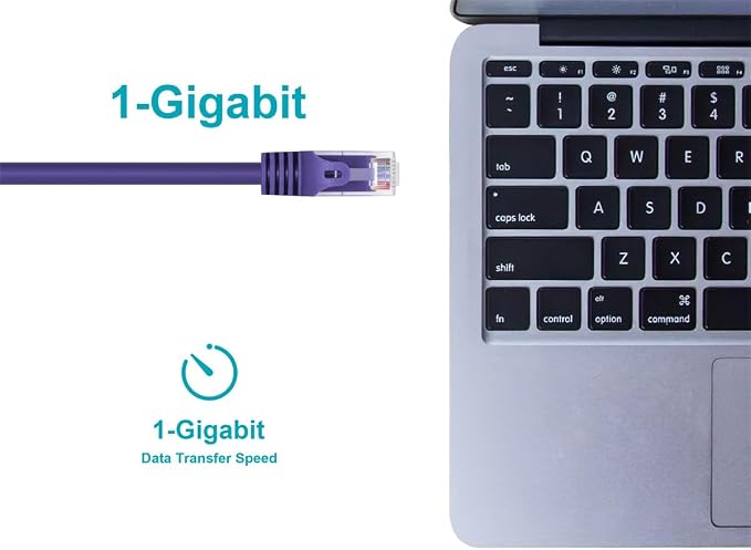 Monoprice Cat5e 1ft Purple Patch Cable UTP 24AWG 350MHz Pure Bare Copper - Image 5