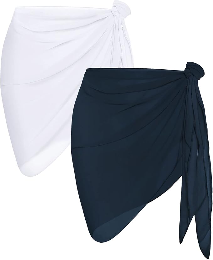 CHICGAL 2 Pieces Women Beach Sarong Bathing Suit Wrap Skirt Sheer Bikini by CHICGAL