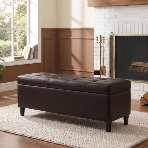 51" Storage Bench, Leather Tufted Storage Ottoman Bench - Image 7