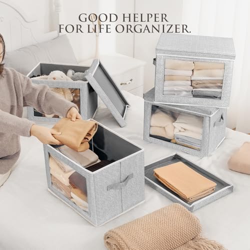 Homsorout Storage Bins with Lids, 3 Pack Large Storage Cubes with Window - Image 3