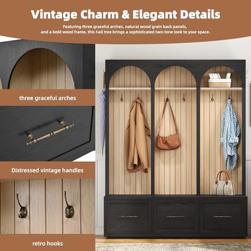 Merax Farmhouse Wood Hall Tree - Image 4