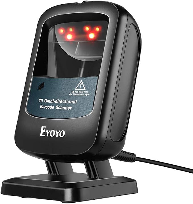 Eyoyo 2D Hands-Free Barcode Scanner, Omnidirectional USB Wired Desktop Barcode by Eyoyo