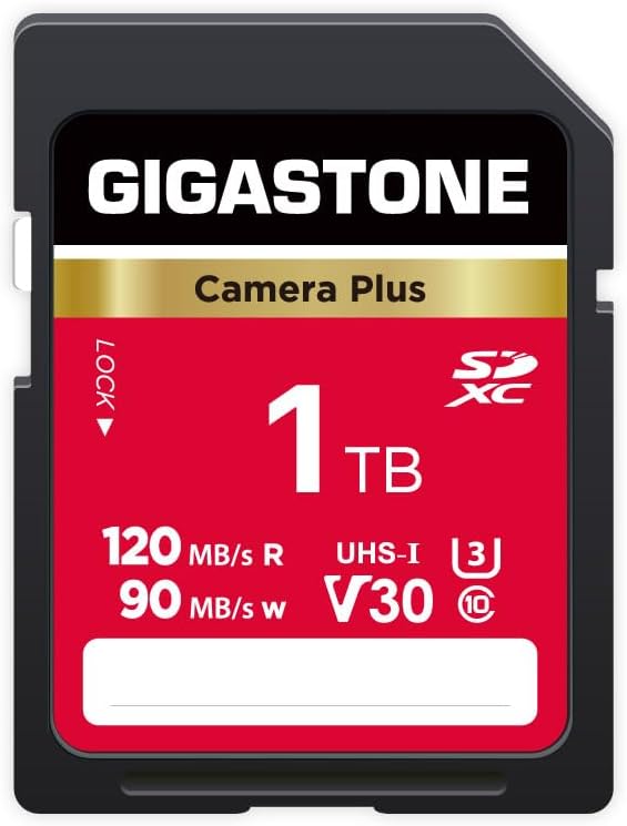 GIGASTONE 1TB SD Card, Camera Plus, UHS-I V30 SDXC Memory Card High Speed UHD by Gigastone
