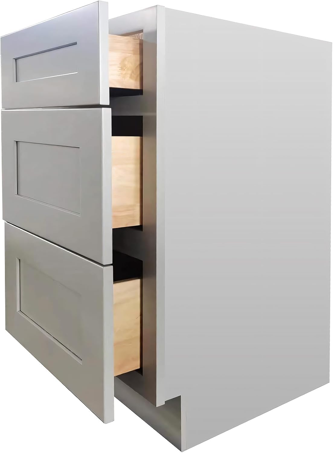 Shaker Style Grey Base RTA RTA Base Drawer Cabinet by Solid Wood for Kitchen, Bathroom, Bedroom or Office with 3 Drawers and Soft Close(12" W x 24" Depth x 34-1/2" H)