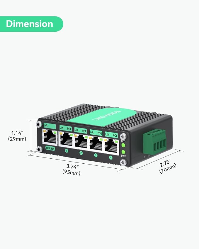 LINOVISION Industrial 5 Ports Gigabit 12V PoE Switch, Solar Powered Switch - Image 7