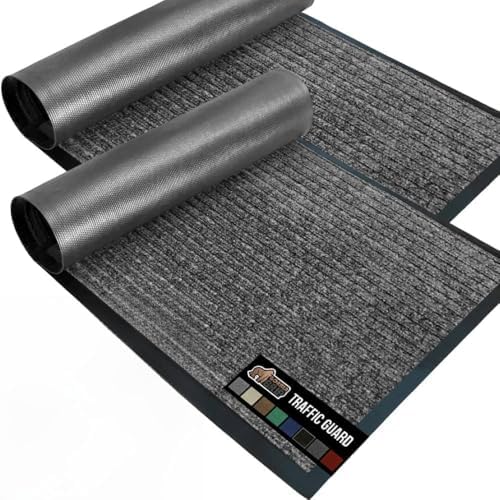 GORILLA GRIP Traffic Guard Indoor Outdoor Heavy Duty Door Mat 35x23 Lt Gray by GorillaGrip