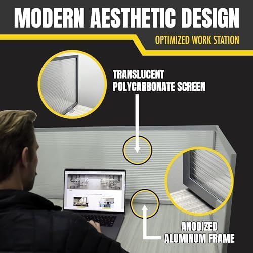 OBEX Polycarbonate Office Desk Mounted Privacy Screen Adjustable Table Top Panel Divider, Universal Aluminum Bracket-USA Made, 18" x 42", Translucent