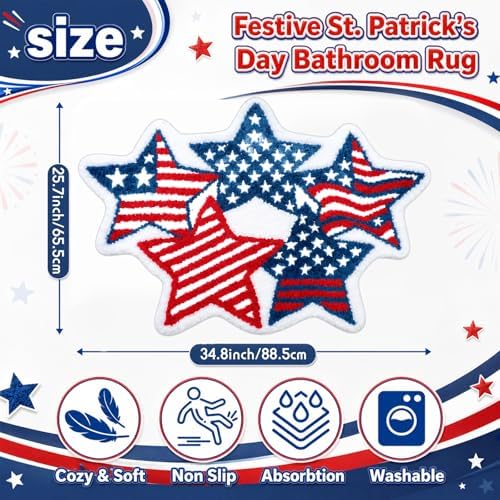 Capoda 1 Pcs Patriotic Bathroom Rug 24 x 35 Inch American Flag Bath Mat - Image 2