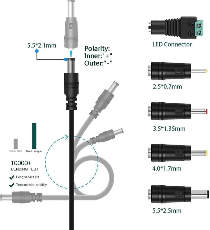 UL12V AC Power Adapter, With 5 plugs, - Image 2