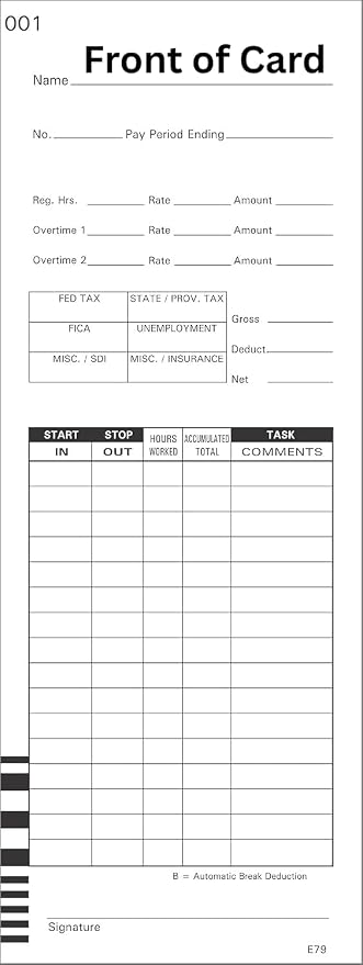 1000 Lathem 7000E and 7500E Time Clock Cards, E79 Compatible - Image 2