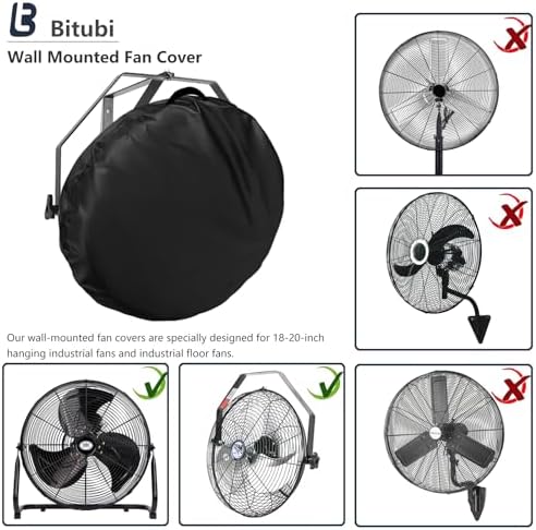 Bitubi Wall Mount Fan Cover, 18-20 Inch Waterproof Outdoor Wall Mounted Fan - Image 3