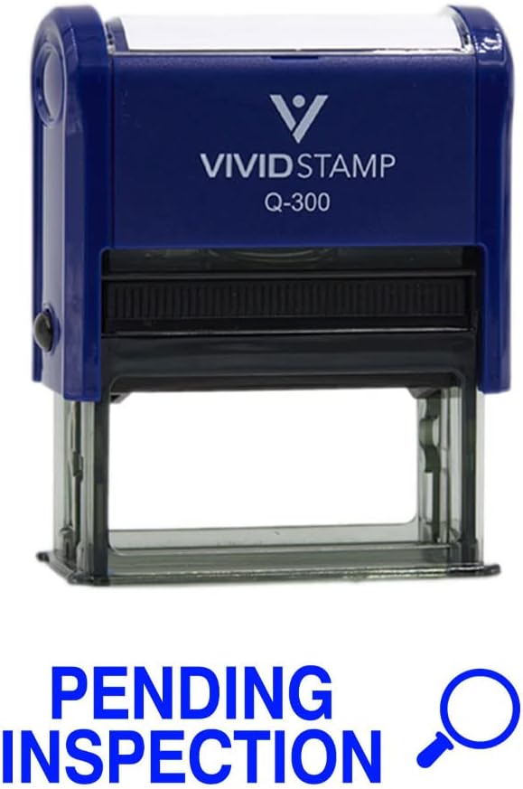 Vivid Stamp Pending Inspection Business Self-Inking Rubber Stamps (Blue Ink) - Q-400 (5 Pack)
