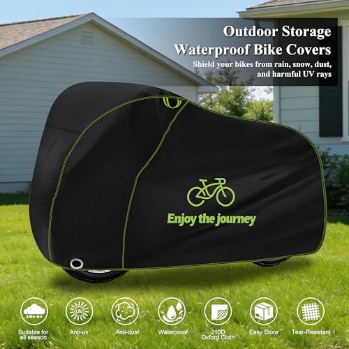 Bike Cover for 2 Bikes Waterproof Outdoor, Ebike Cover Rain Sun UV Dust Wind - Image 5