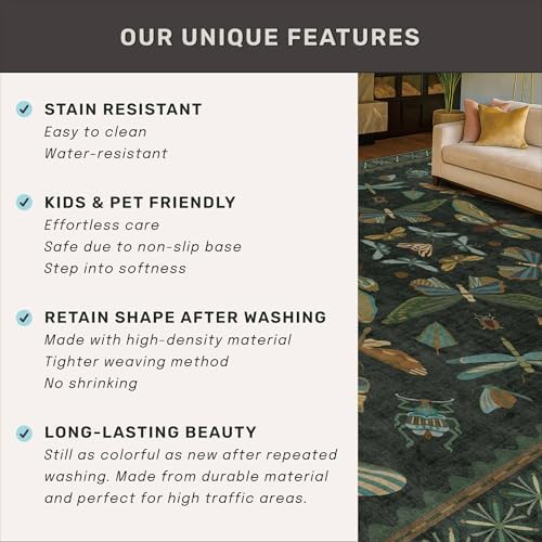 3x8 Dark Green Long Hallway Runner Rug - 8ft Washable Non Skid Wide Runner Rugs - Image 6