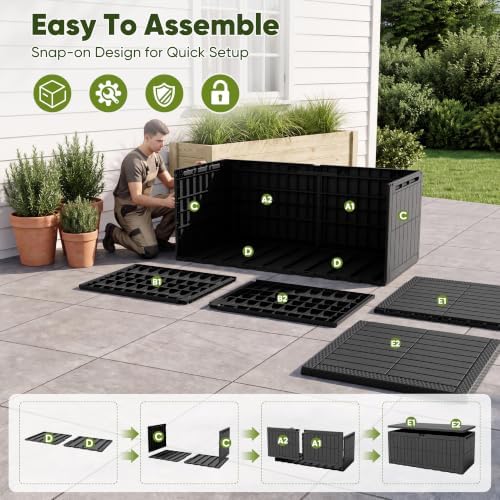 Devoko 185 Gallon Deck Box Resin Outdoor Storage Box Waterproof - Image 4