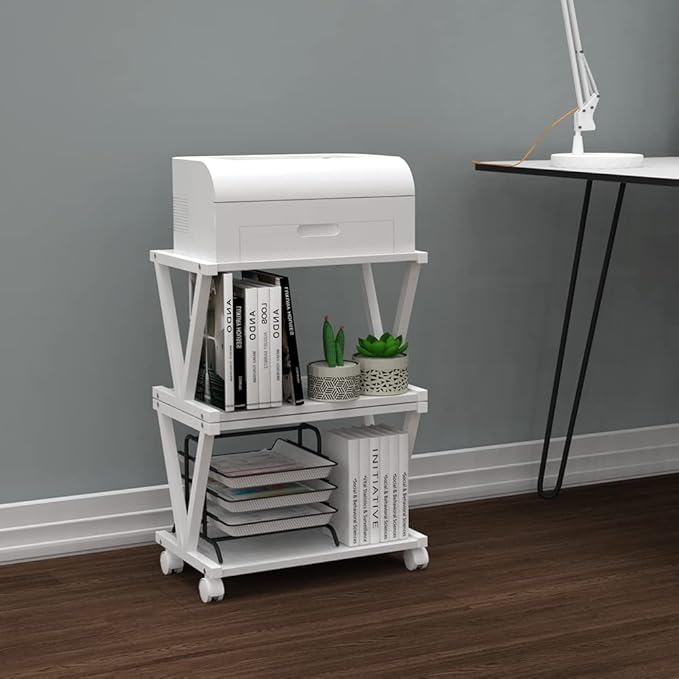 VEDECASA Retro Desktop Printer Stand 2 Double Tiers Wood Printer Shelf Rustic - Image 6
