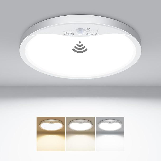 hepside 8.7Inch Motion Sensor Ceiling Light Wired, 3000K/4000K/6500K LED Flush by Hepside