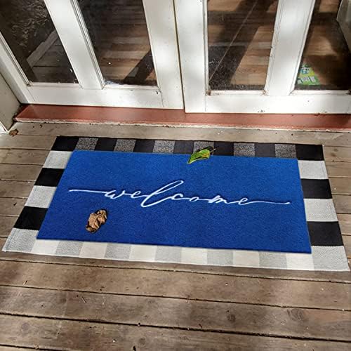 AAZZKANG Blue Door Mat Outdooor Entrance Welcome Doormat Long 18"x48" - Image 5