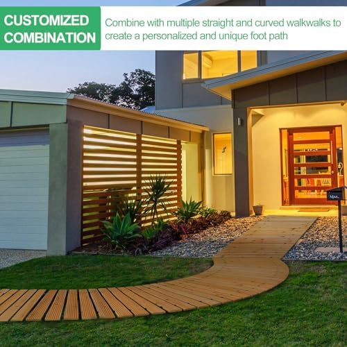RELIANCER 12' Wooden Garden Pathway, Weather-Resistant Roll Out Cedar Walkway - Image 7