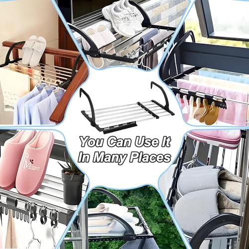 Portable Clothes Drying Rack for Balcony Railings Windowsill, Folding Towel - Image 6