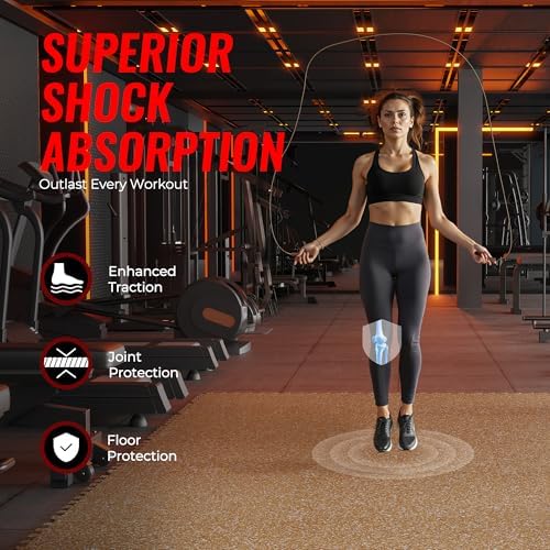 SUPERJARE 0.4'' Thick 12 Pcs 48 Sq Ft Rubber Top Exercise Equipment Mats - Image 3