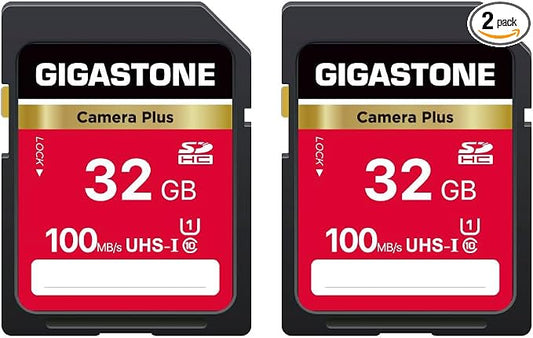 GIGASTONE 32GB SD Card 2-Pack, Camera Plus, UHS-I U1 Class 10 SDHC Memory Card by Gigastone